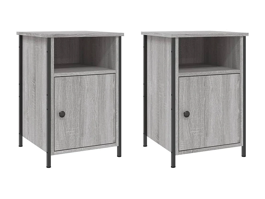 2er-Set Nachttische Nachtschrank Grau Sonoma 40x42x60 cm Holzwerkstoff -RN13179