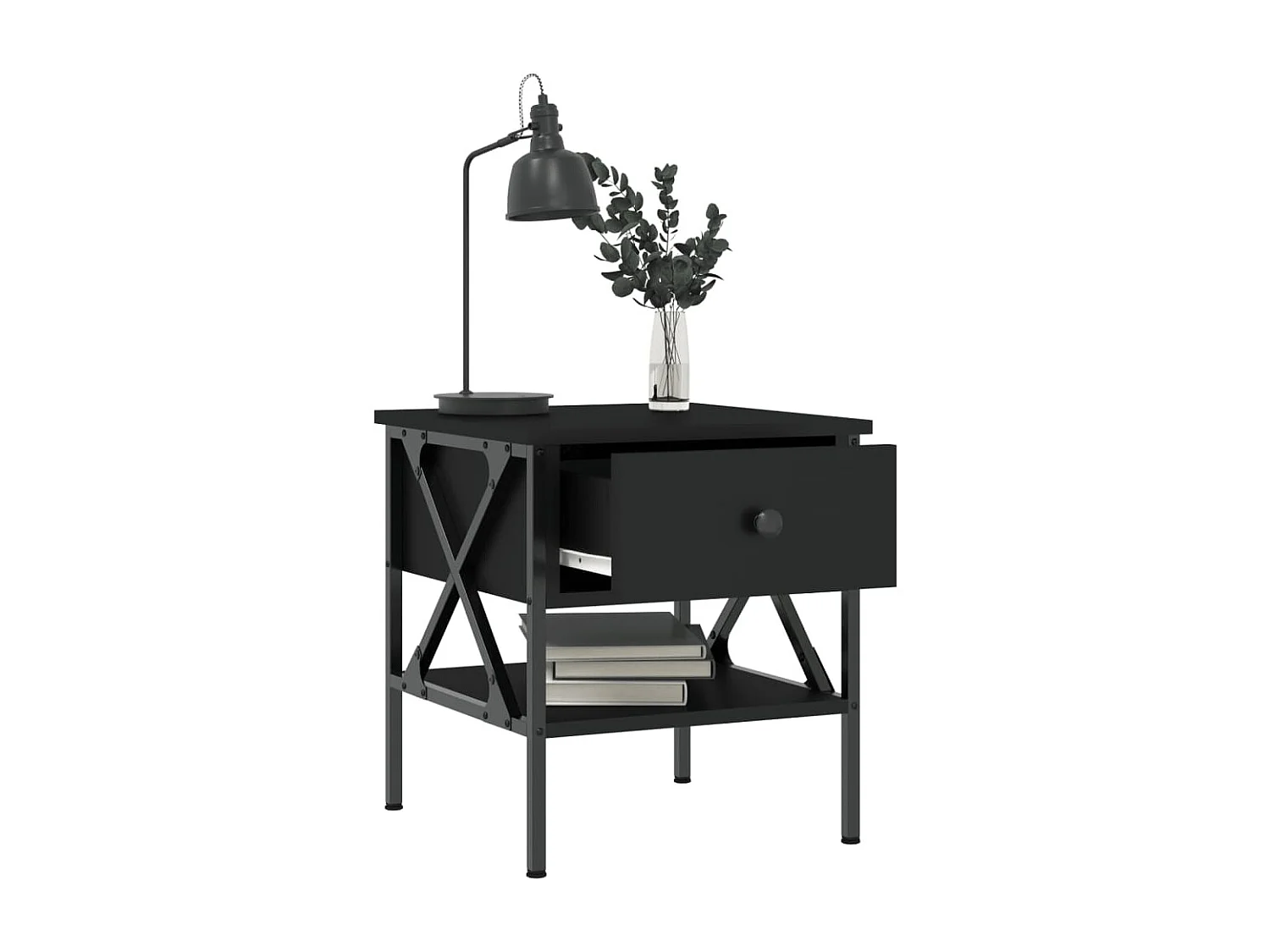 Nachttisch Nachtschrank Schwarz 40x42x45 cm Holzwerkstoff -RN13840