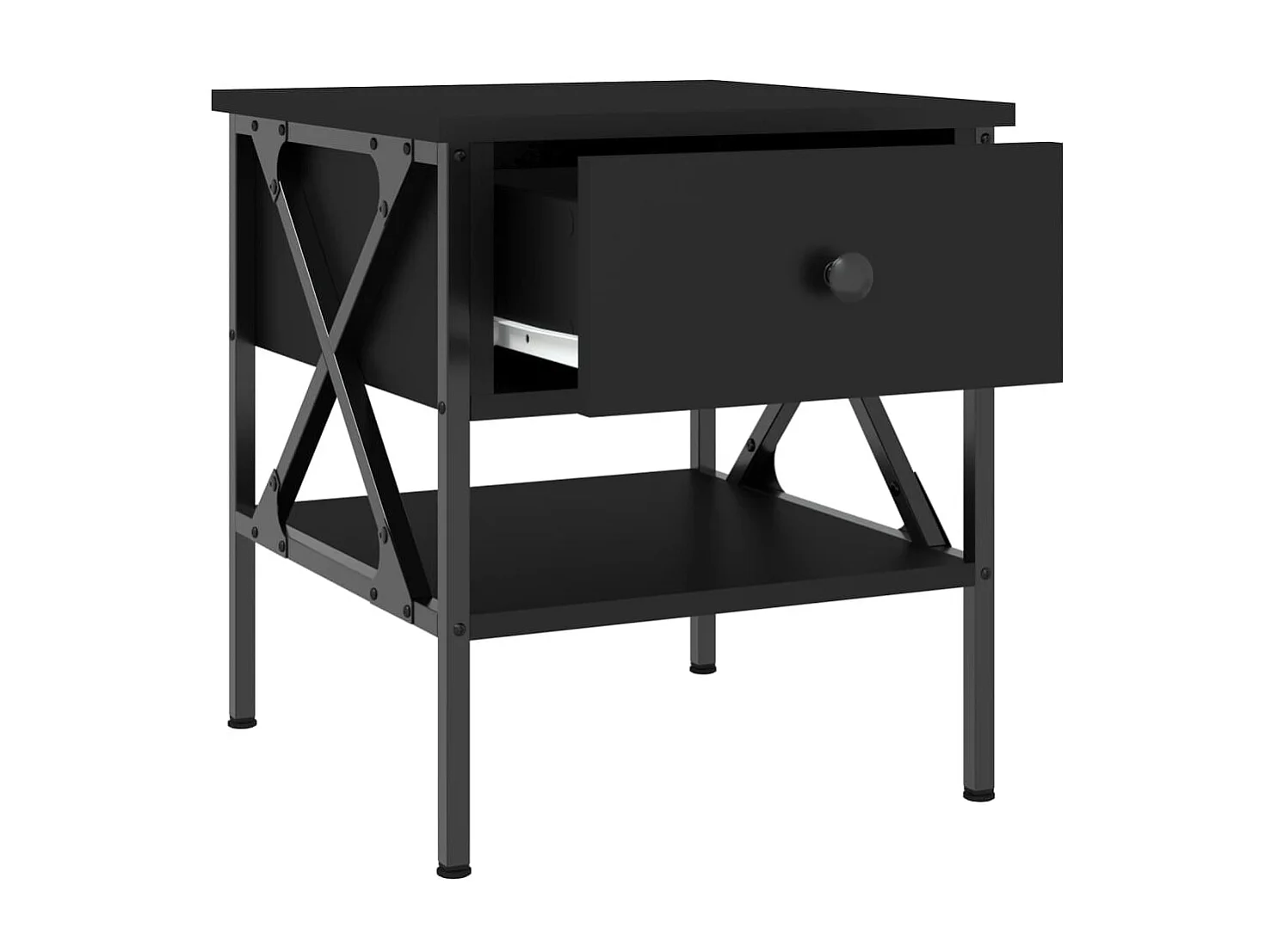 Nachttisch Nachtschrank Schwarz 40x42x45 cm Holzwerkstoff -RN13840