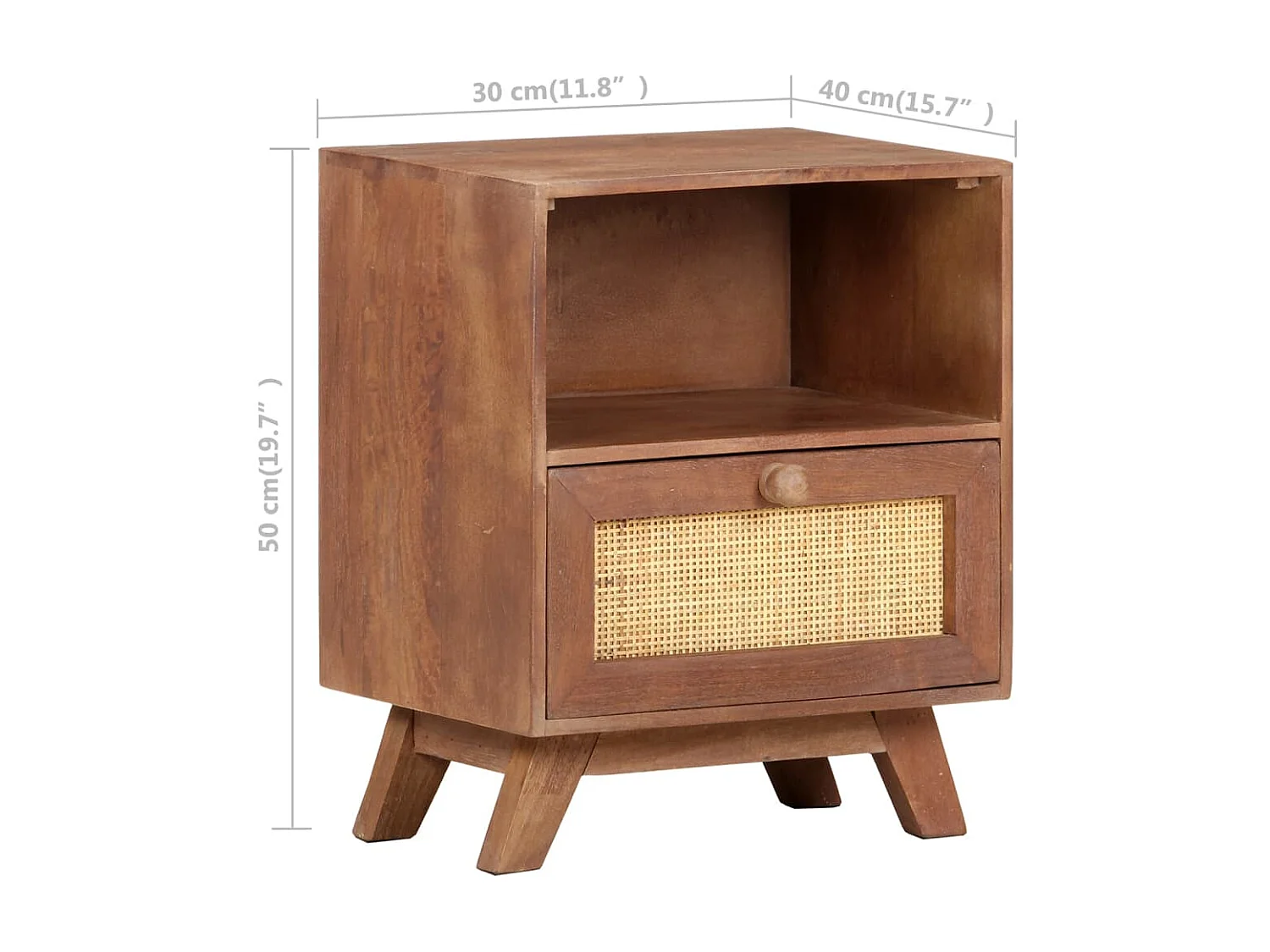 Nachttisch Nachtschrank 40x30x50 cm Mango Massivholz -RN92579