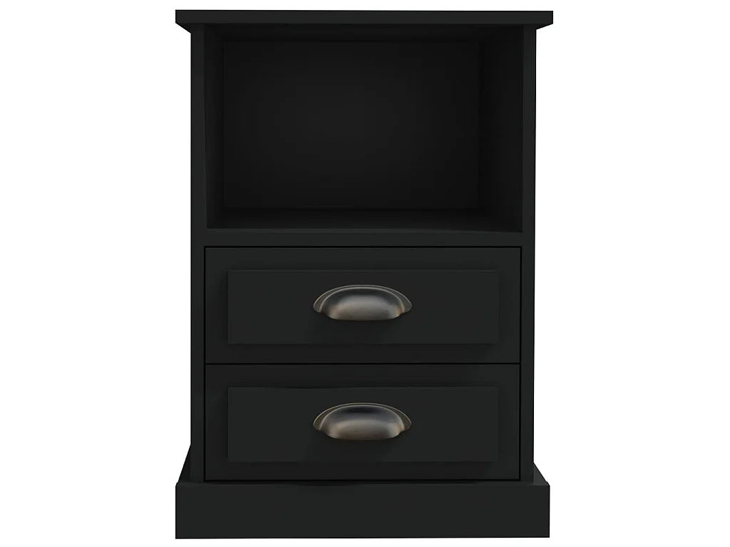 2er-Set Nachttische Nachtschrank Schwarz 43x36x60 cm -RN54493