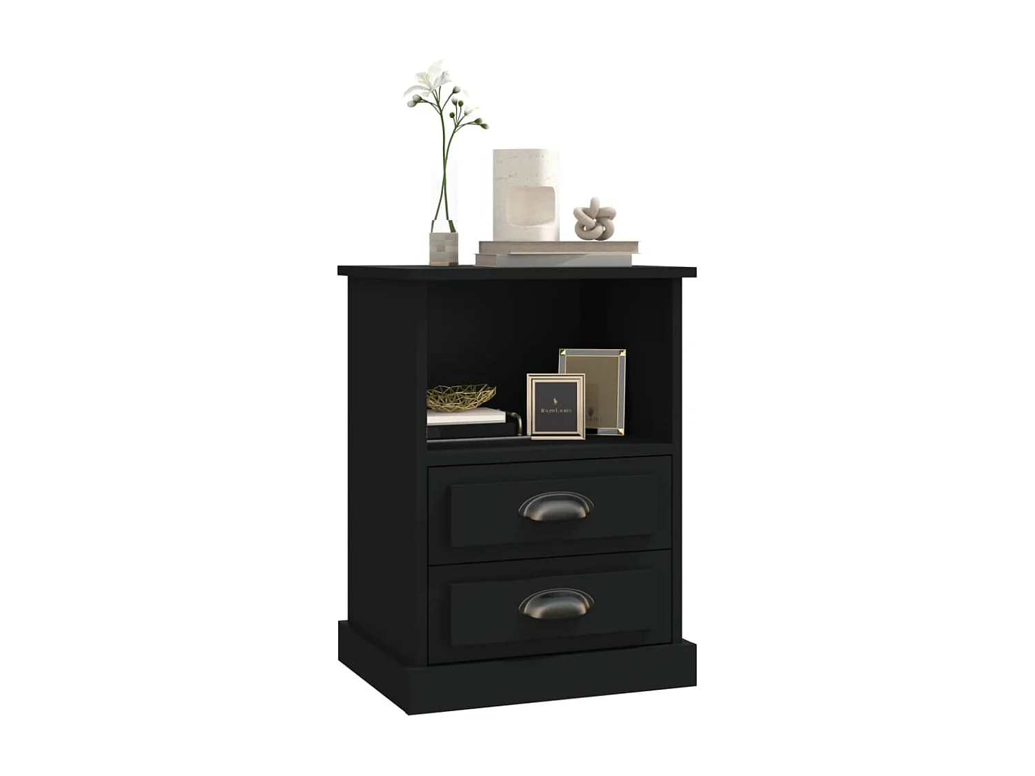 2er-Set Nachttische Nachtschrank Schwarz 43x36x60 cm -RN54493