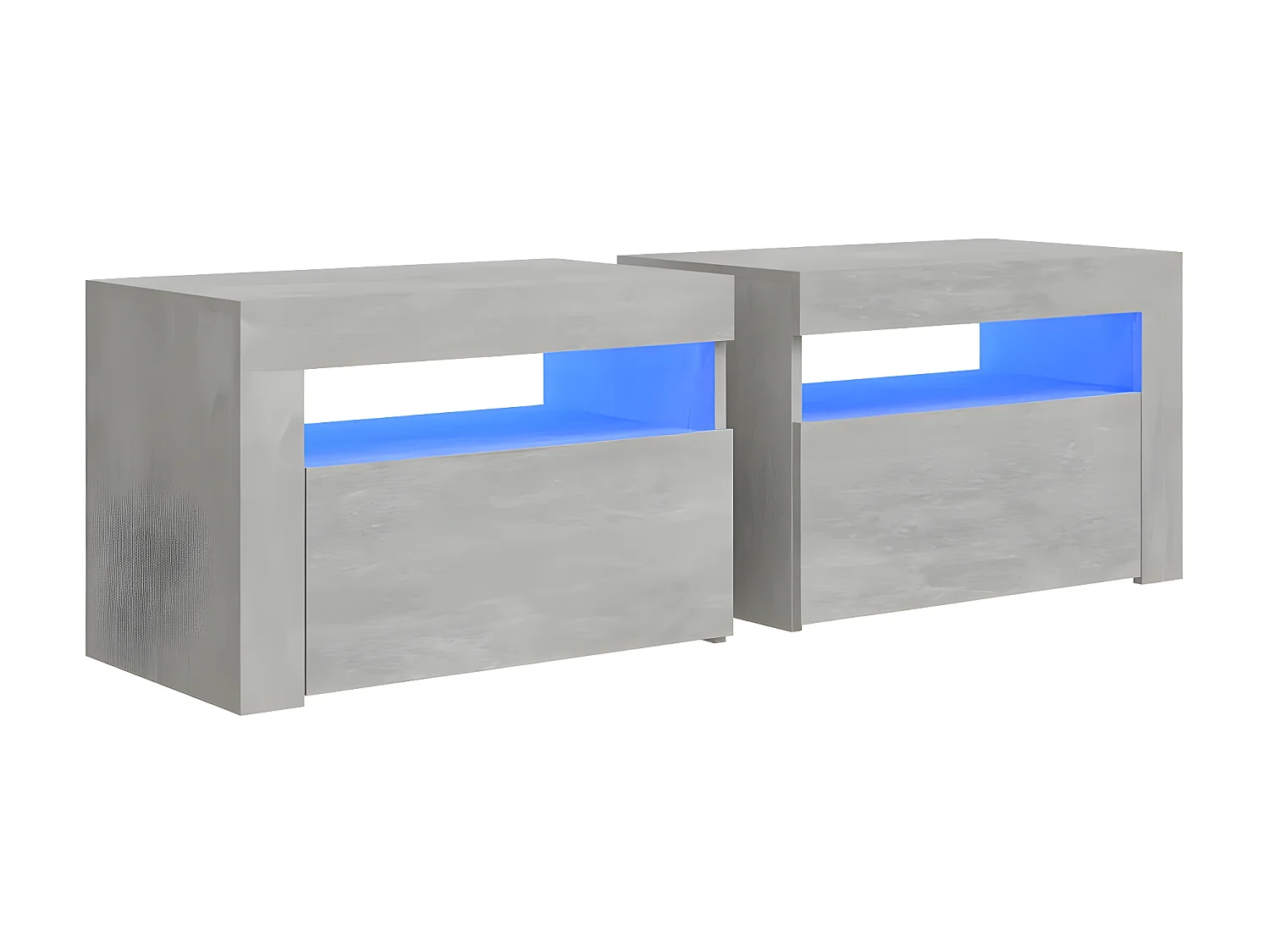 2er-Set Nachttische Nachtschrank mit LEDs Betongrau 60x35x40 cm -RN99397
