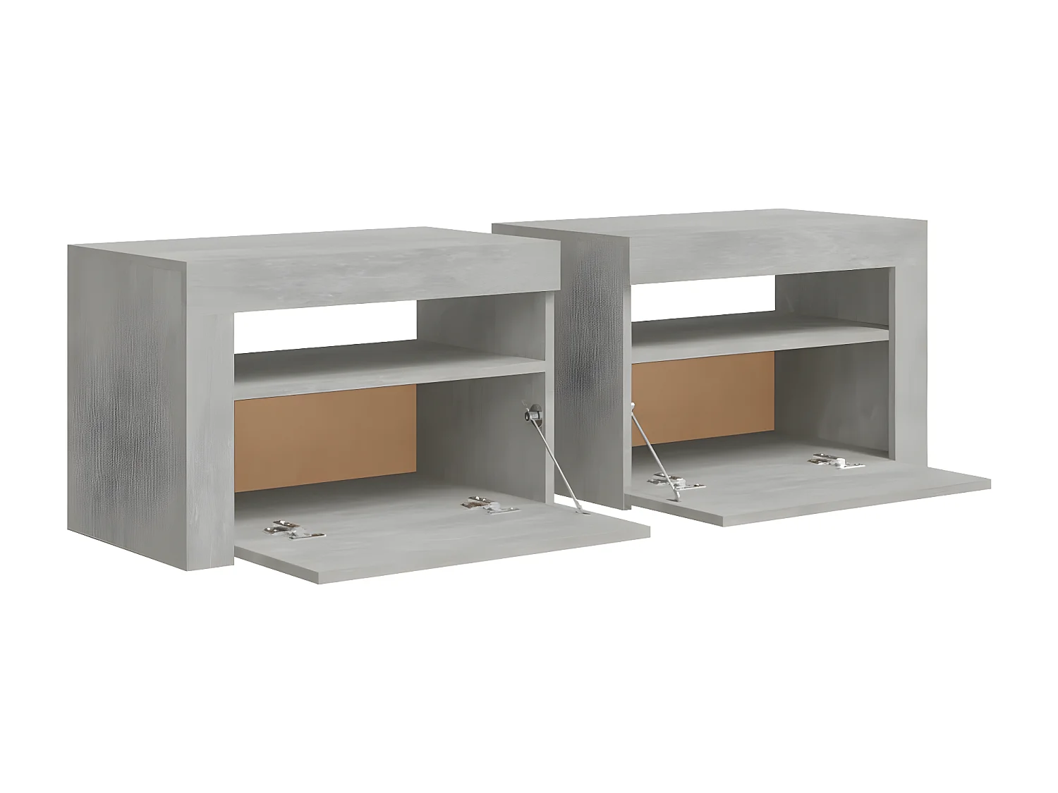 2er-Set Nachttische Nachtschrank mit LEDs Betongrau 60x35x40 cm -RN99397