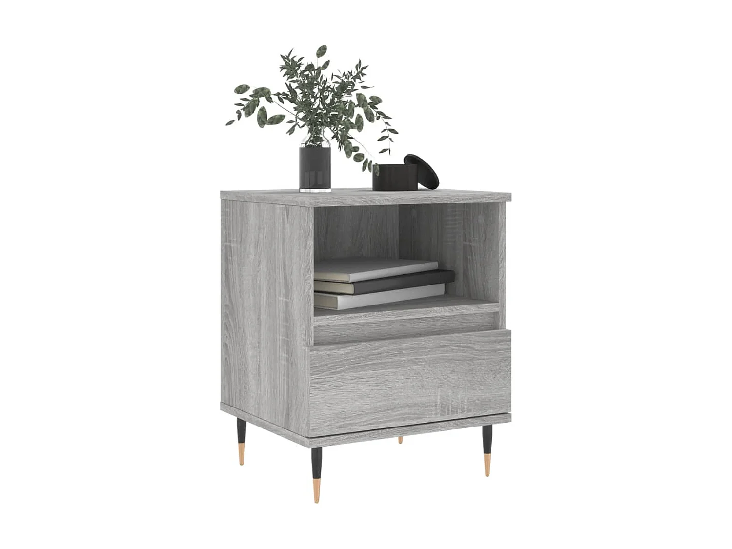 Nachttisch Grau Nachtschrank Sonoma 40x35x50 cm Holzwerkstoff -RN30844