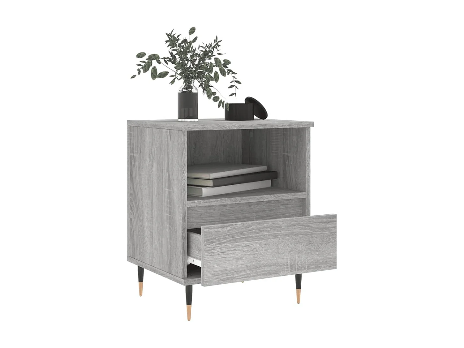 Nachttisch Grau Nachtschrank Sonoma 40x35x50 cm Holzwerkstoff -RN30844