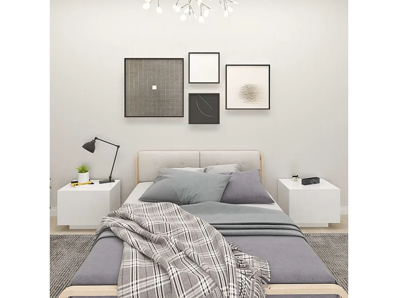 Nachttisch Nachtschrank Weiß 100x35x40 cm Holzwerkstoff -RN43803