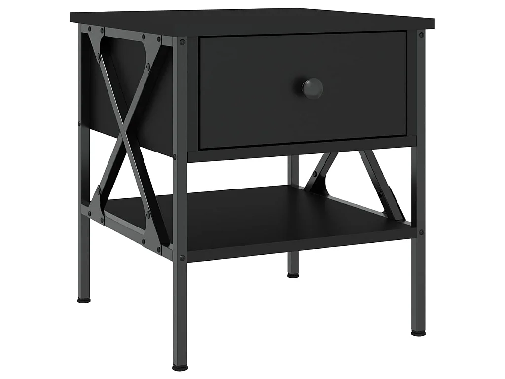 2er-Set Nachttische Nachtschrank Schwarz 40x42x45 cm Holzwerkstoff -RN94174