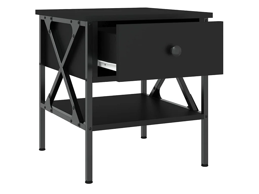 2er-Set Nachttische Nachtschrank Schwarz 40x42x45 cm Holzwerkstoff -RN94174