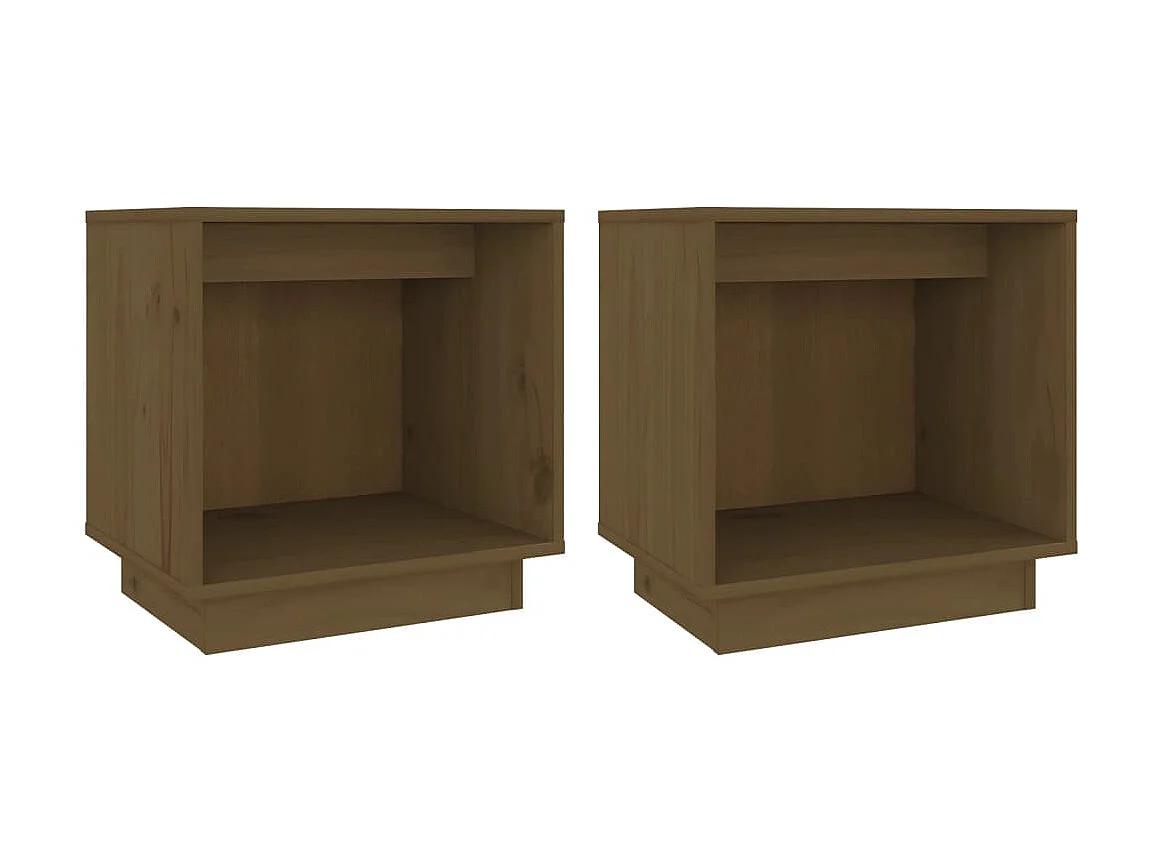 2er-Set Nachttische Nachtschrank Honigbraun 40x30x40 cm Massivholz Kiefer -RN12494