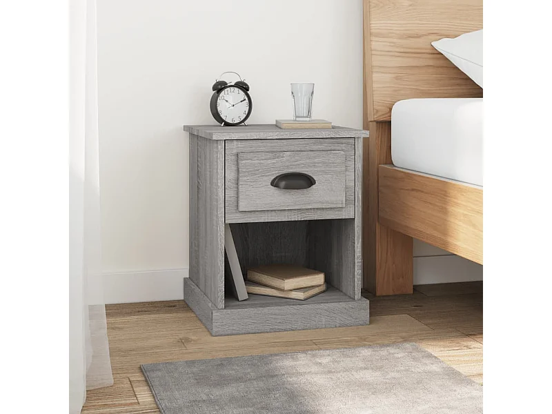 Nachttisch Grau Nachtschrank Sonoma 39x39x47,5 cm Holzwerkstoff -RN13675