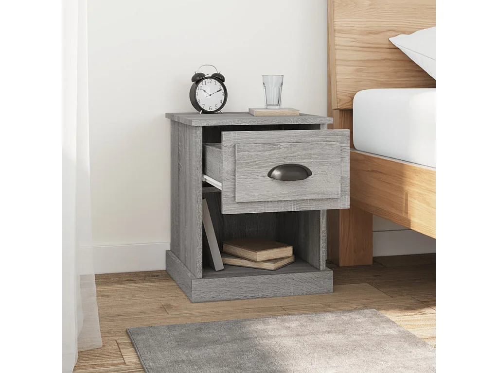 Nachttisch Grau Nachtschrank Sonoma 39x39x47,5 cm Holzwerkstoff -RN13675