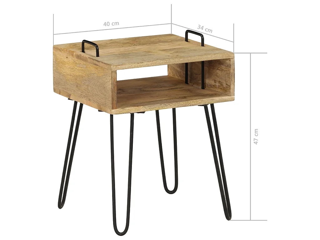 Nachttisch Nachtschrank Massivholz Mango 40×34×47 cm -RN63908