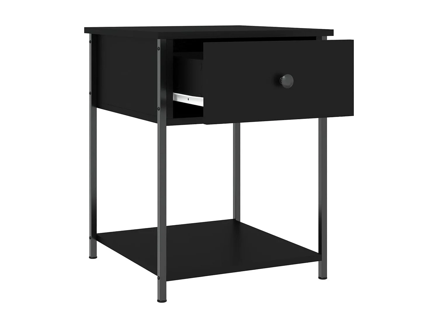 2er-Set Nachttische Nachtschrank Schwarz 44x45x58 cm Holzwerkstoff -RN62298