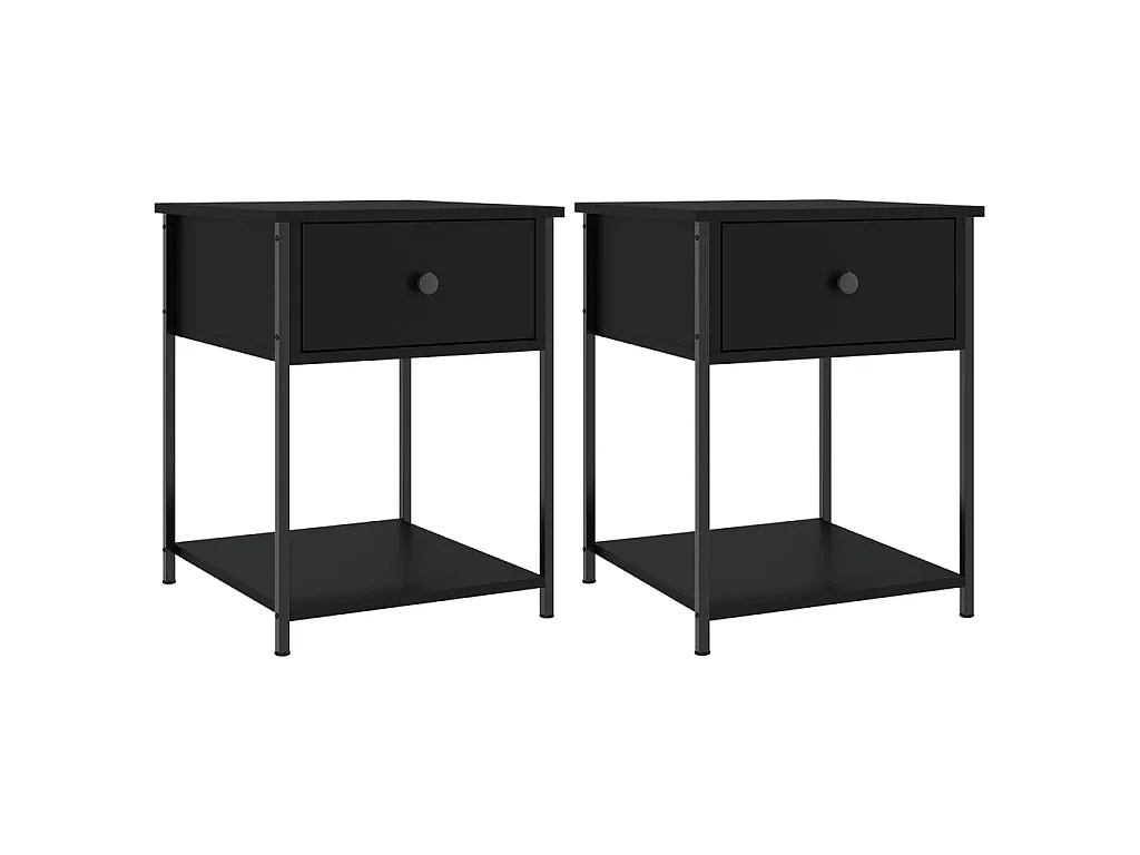 2er-Set Nachttische Nachtschrank Schwarz 44x45x58 cm Holzwerkstoff -RN62298