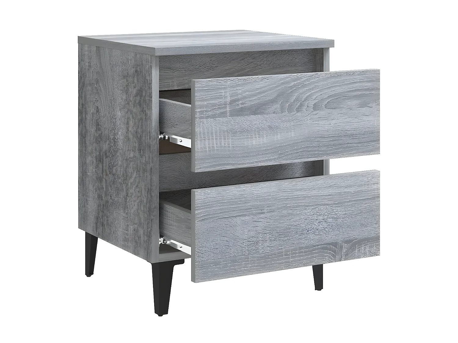 2er-Set Nachttische Nachtschrank mit Metallbeinen Grau Sonoma 40x35x50 cm -RN44982