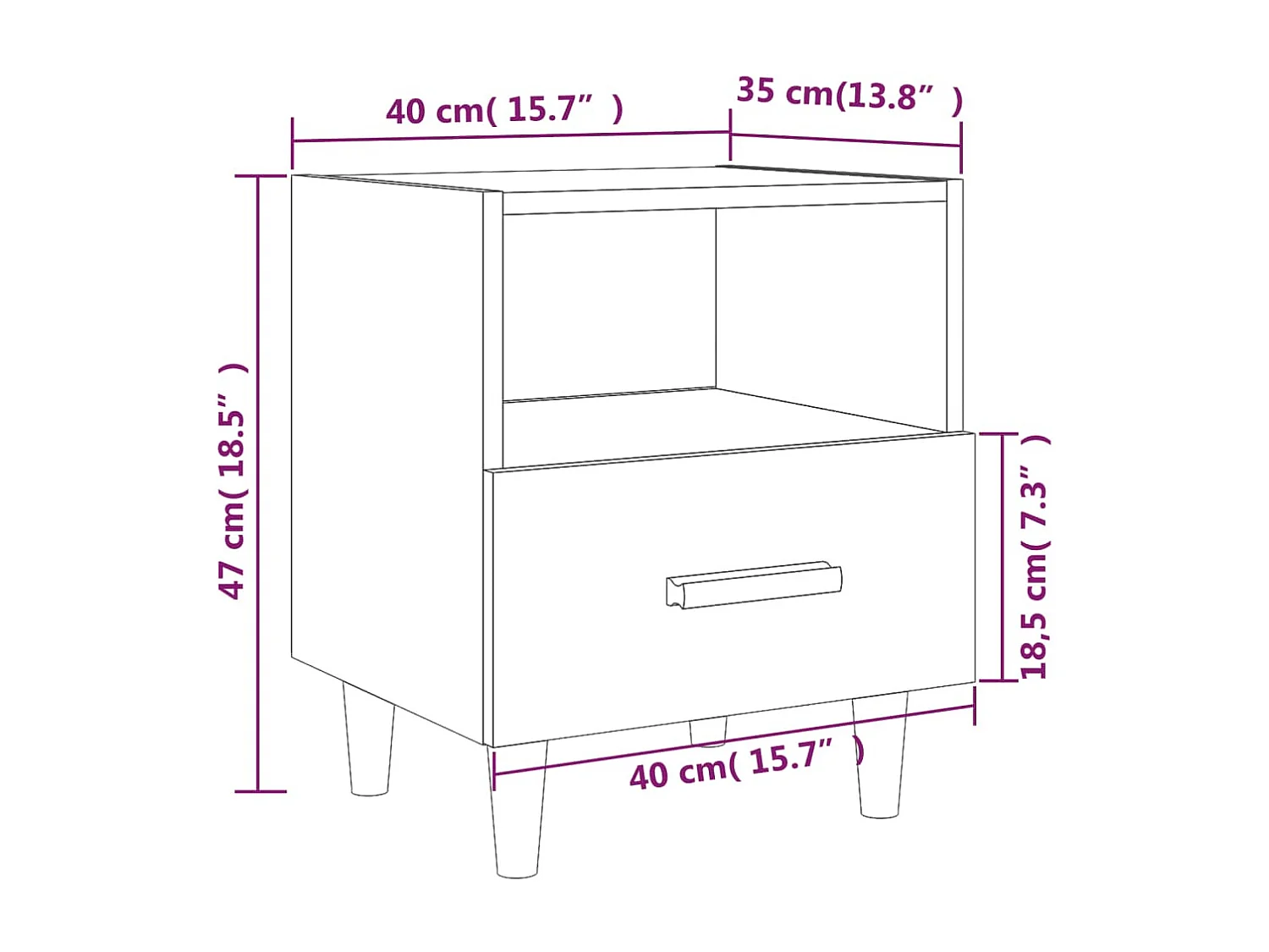 Nachttisch Betongrau Nachtschrank 40x35x47 cm -RN18217