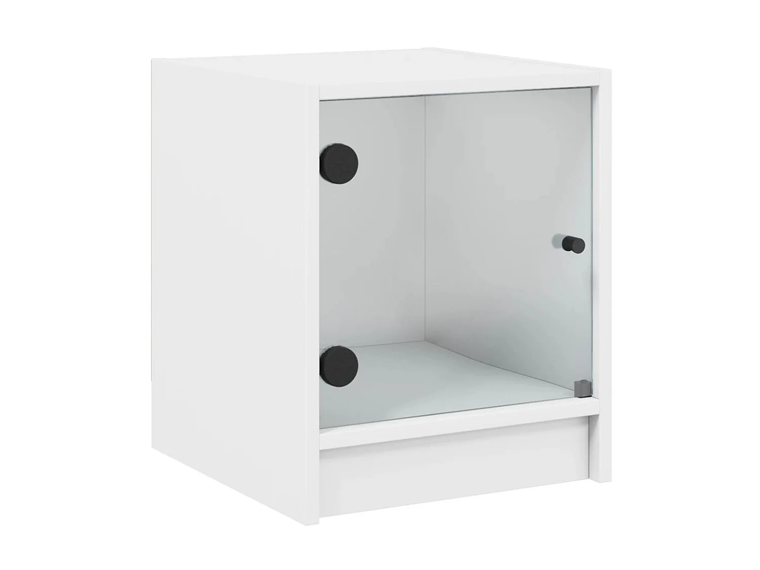 2er-Set Nachttische Nachtschrank mit Glastüren Weiß 35x37x42 cm -RN78979