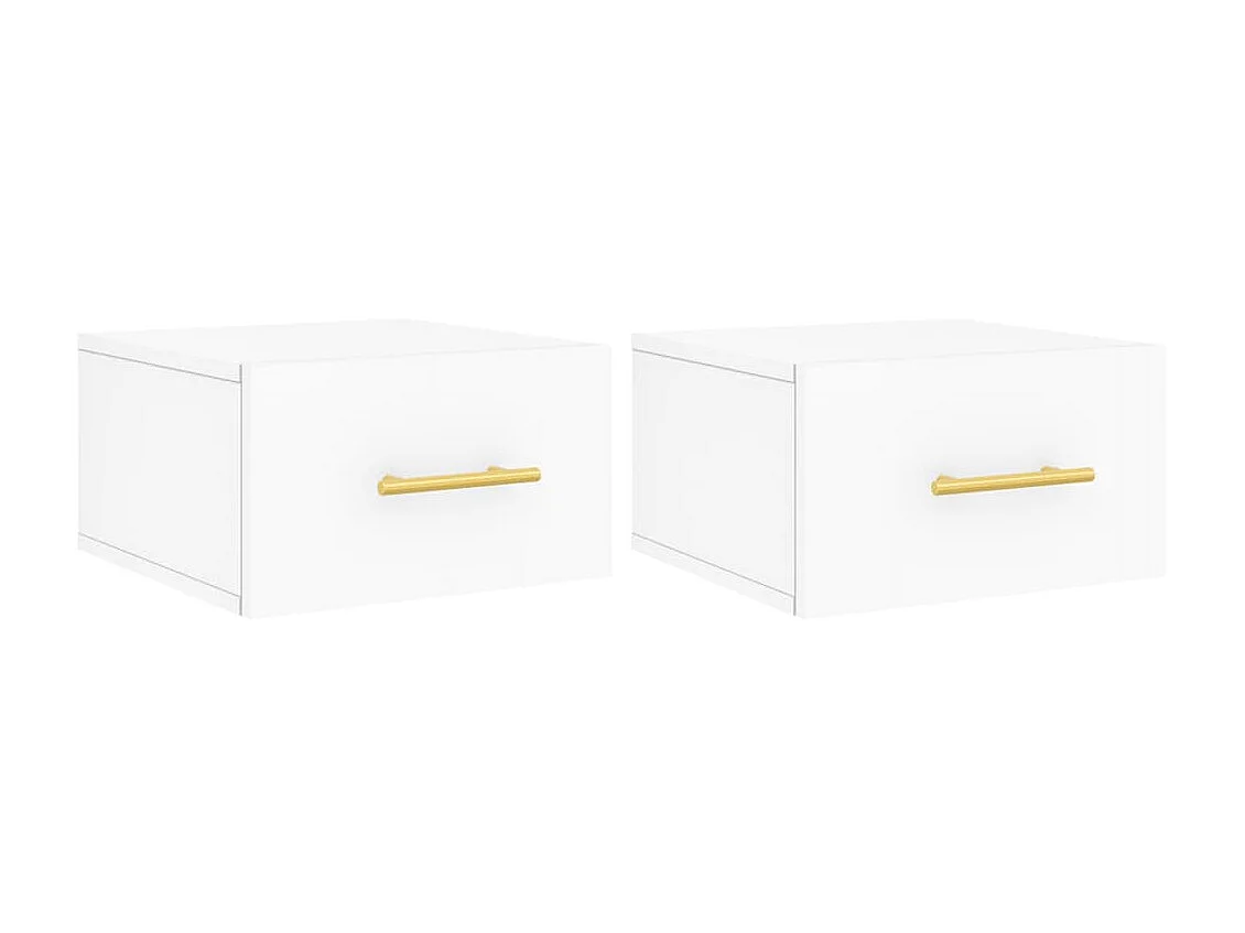 2er-Set Wand-Nachttische Nachtschrank Weiß 35x35x20 cm -RN38970