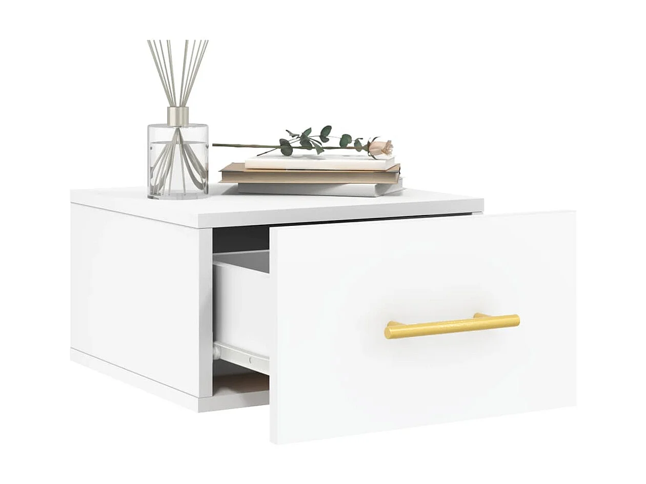 2er-Set Wand-Nachttische Nachtschrank Weiß 35x35x20 cm -RN38970