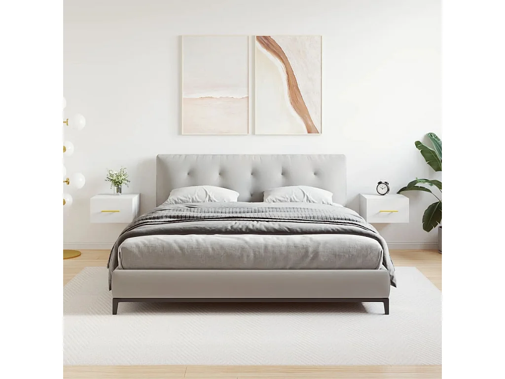 2er-Set Wand-Nachttische Nachtschrank Weiß 35x35x20 cm -RN38970