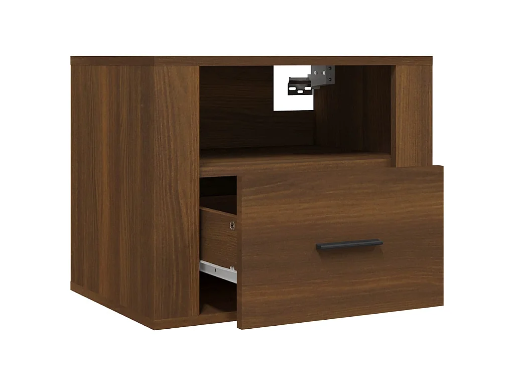 2er-Set Wand-Nachttische Nachtschrank Braun Eichen-Optik 50x36x40 cm -RN38706