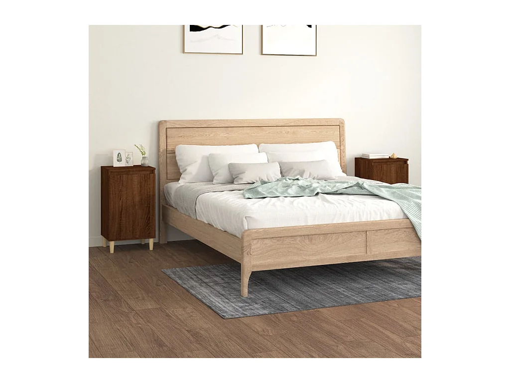 2er-Set Nachttische Nachtschrank Braun Eichen-Optik 40x35x70 cm Holzwerkstoff -RN76231