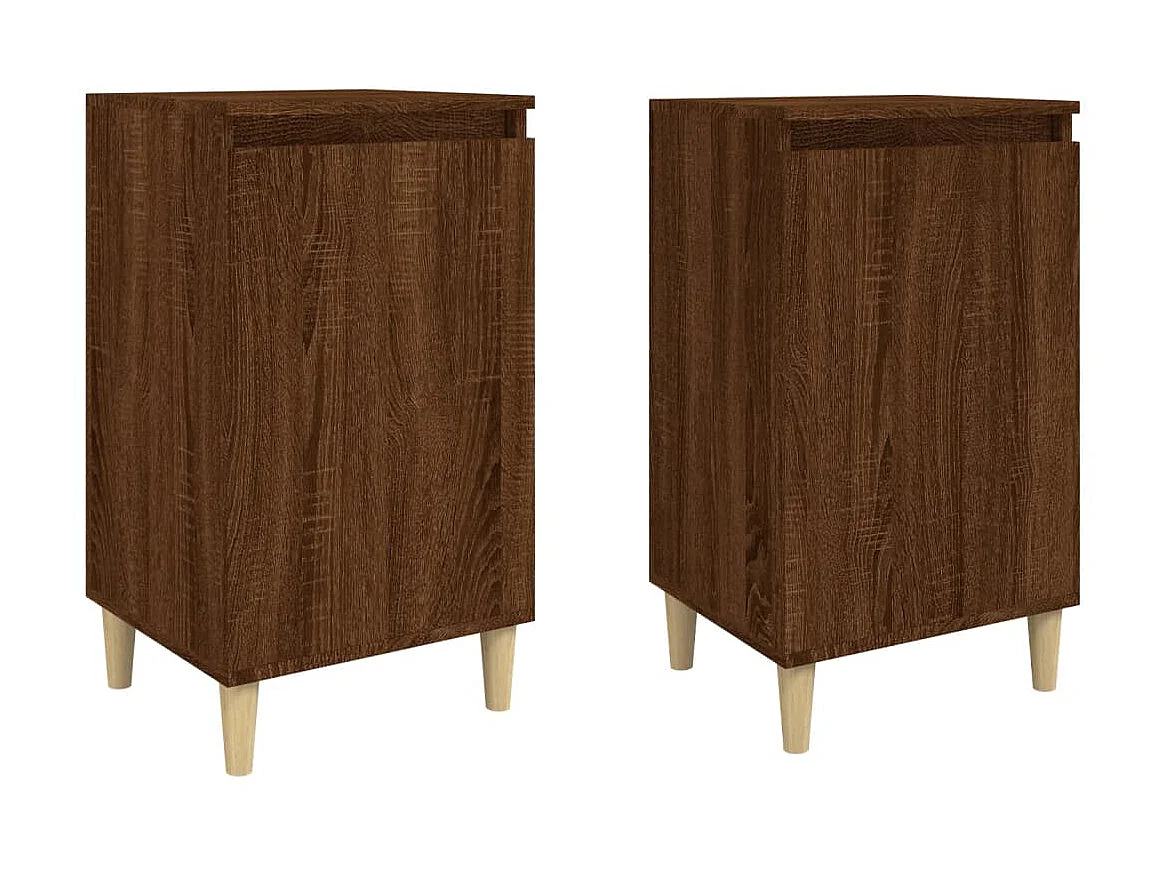 2er-Set Nachttische Nachtschrank Braun Eichen-Optik 40x35x70 cm Holzwerkstoff -RN76231