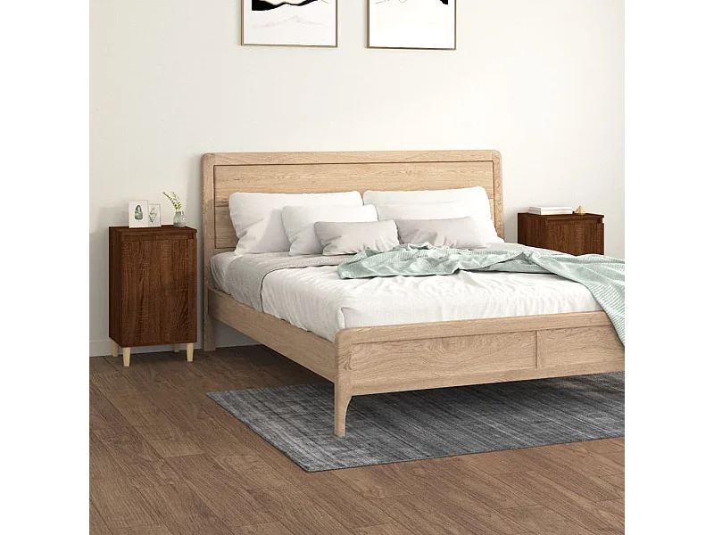 2er-Set Nachttische Nachtschrank Braun Eichen-Optik 40x35x70 cm Holzwerkstoff -RN76231
