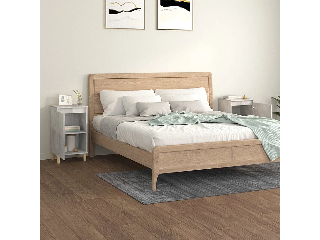 2er-Set Nachttische Nachtschrank Betongrau 40x35x70 cm Holzwerkstoff -RN23234