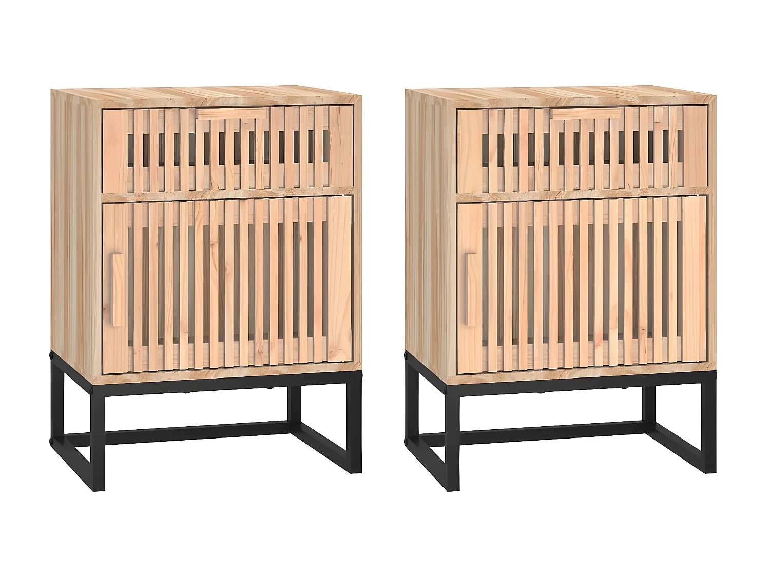 2er-Set Nachttische Nachtschrank 40x30x55,5 cm Holzwerkstoff & Eisen -RN43650