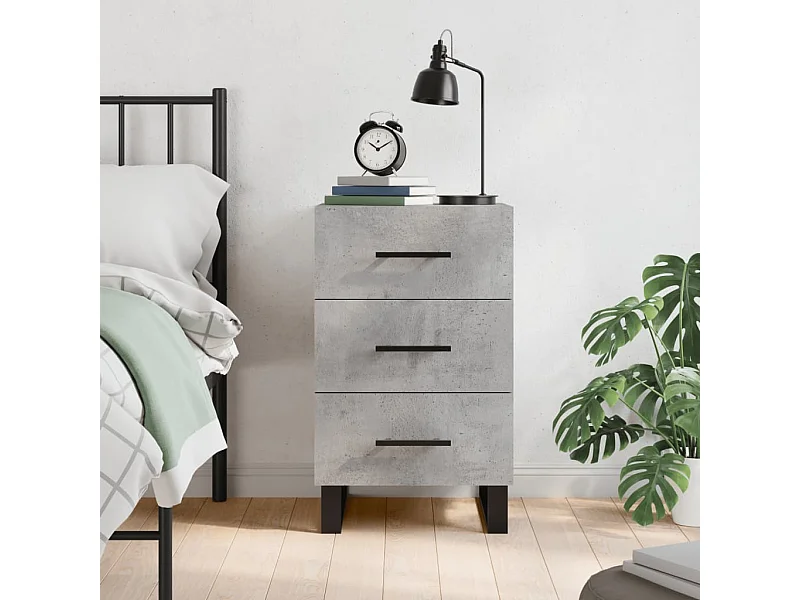 Nachttisch Betongrau Nachtschrank 40x40x66 cm Holzwerkstoff -RN69205