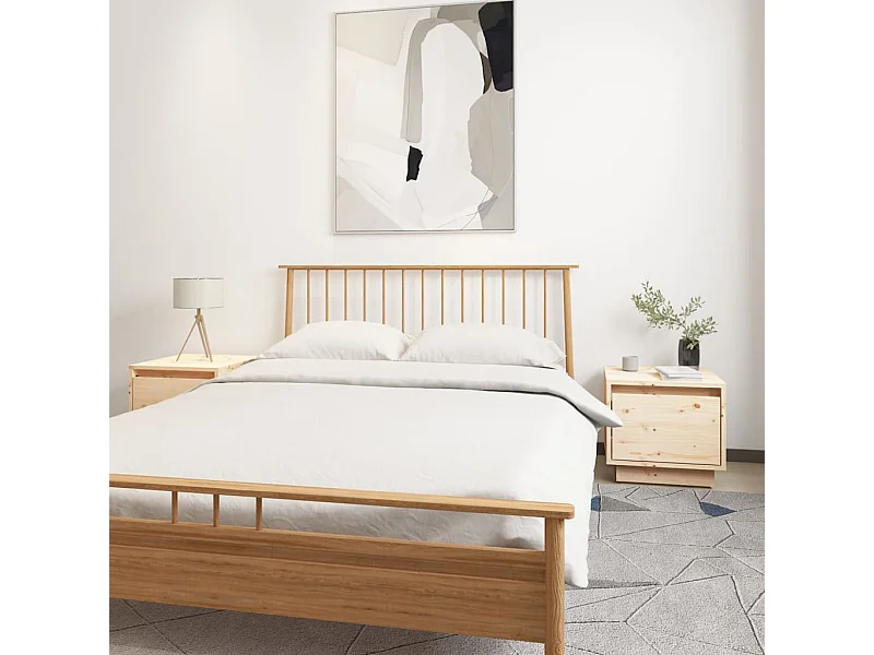 2er-Set Nachttische Nachtschrank 35x34x32 cm Massivholz Kiefer -RN86113