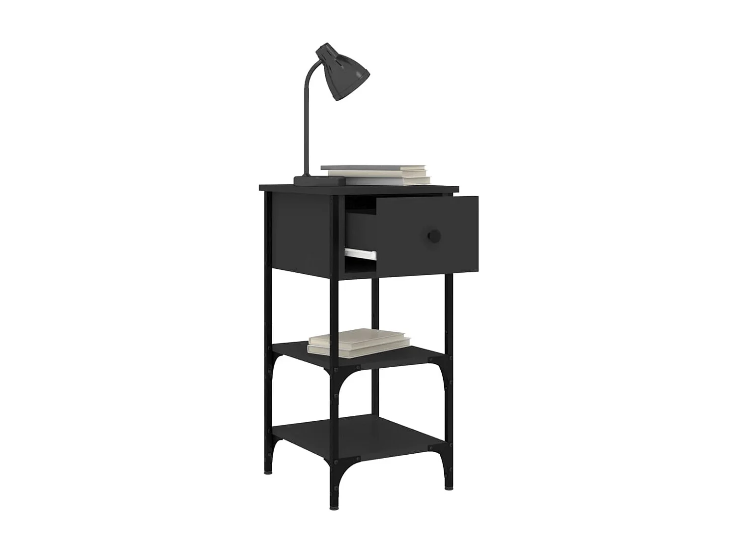 2er-Set Nachttische Nachtschrank Schwarz 34x36x70 cm Holzwerkstoff -RN33656