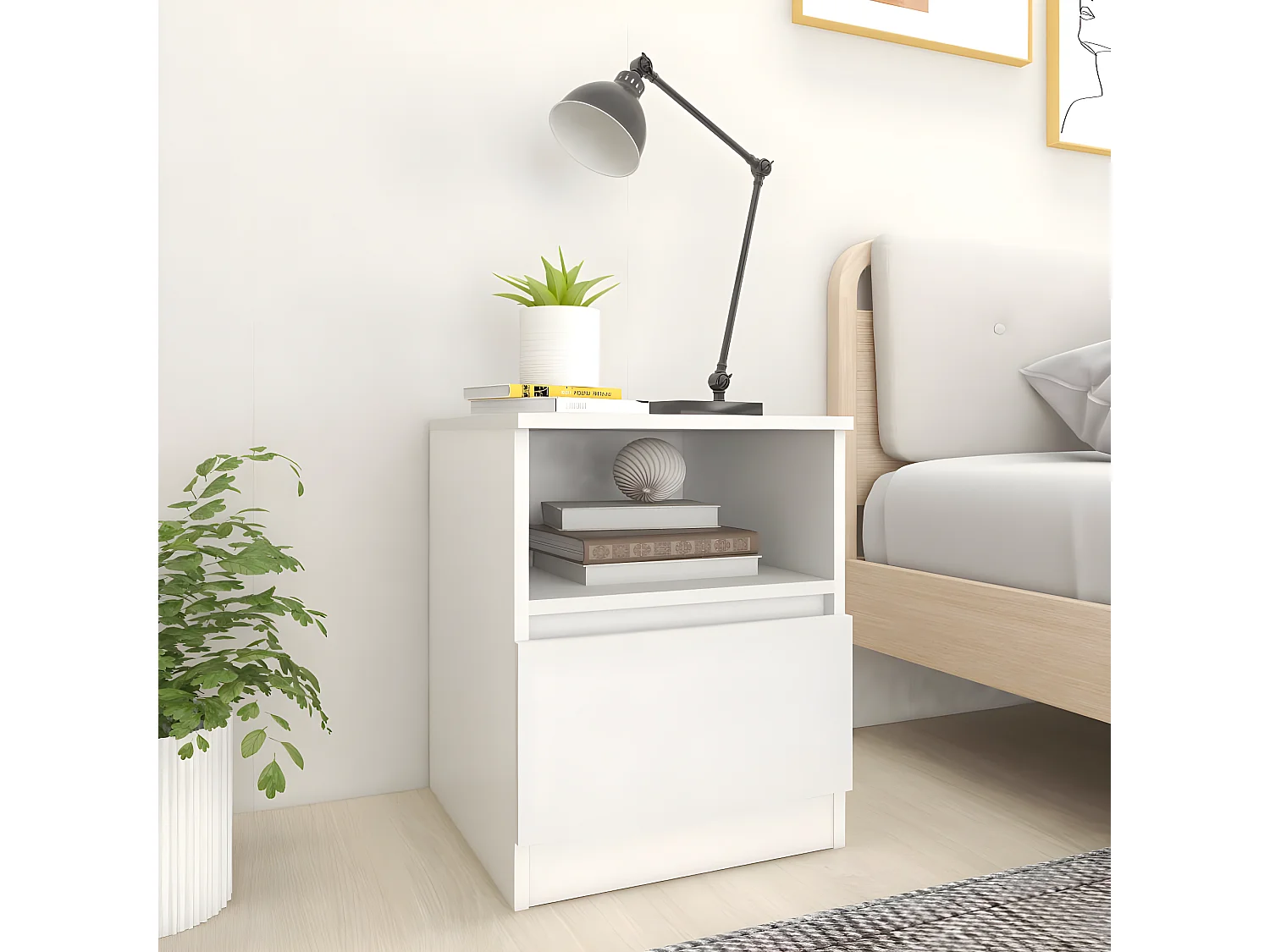 Nachttisch Nachtschrank Weiß 40x40x50 cm Holzwerkstoff -RN22688