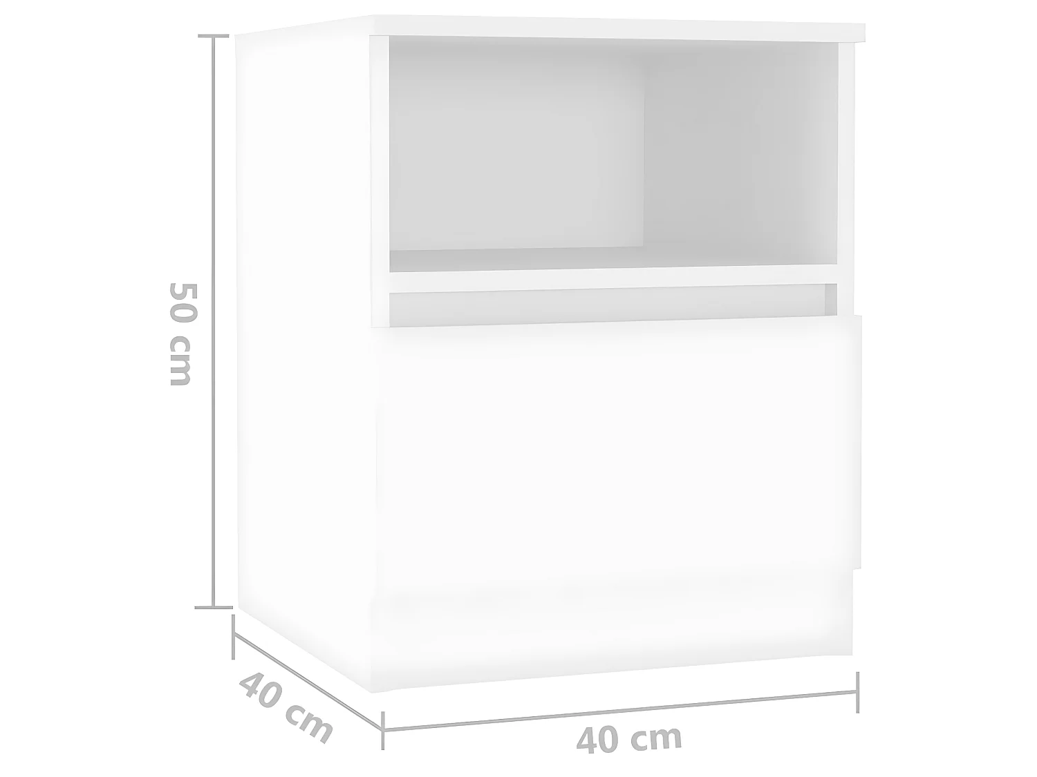 Nachttisch Nachtschrank Weiß 40x40x50 cm Holzwerkstoff -RN22688