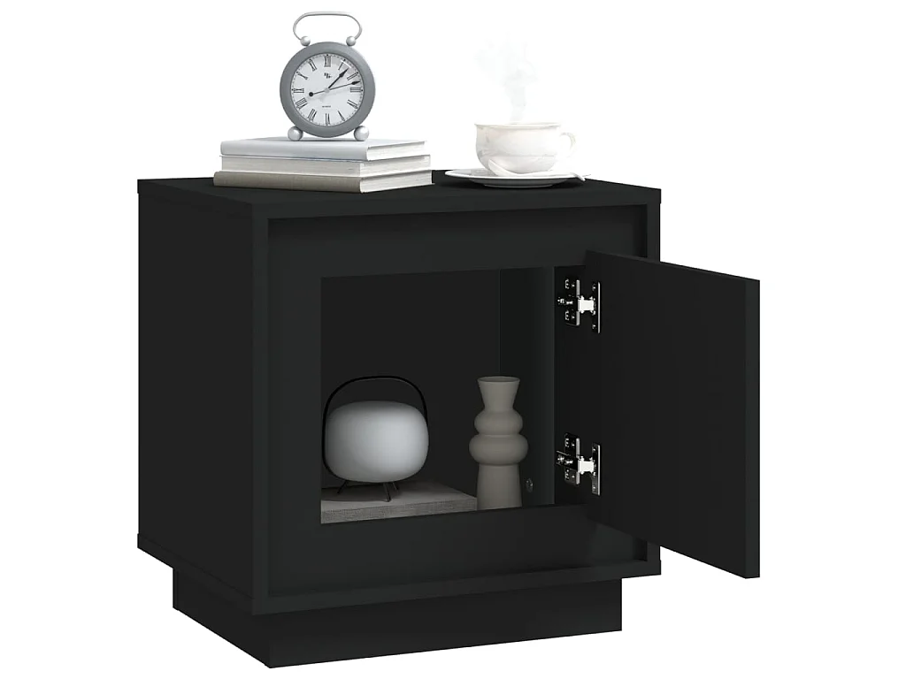 2er-Set Nachttische Nachtschrank Schwarz 44x35x45 cm Holzwerkstoff -RN81585