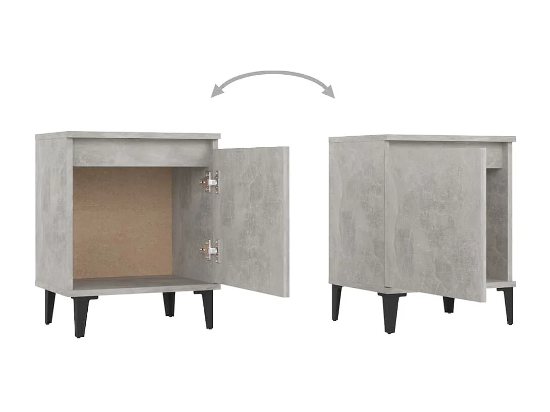 2er-Set Nachttische Nachtschrank mit Metallbeinen Betongrau 40x30x50 cm -RN65907
