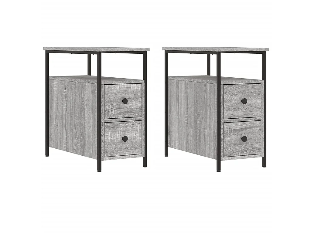 2er-Set Nachttische Nachtschrank Grau Sonoma 30x60x60 cm Holzwerkstoff -RN15619