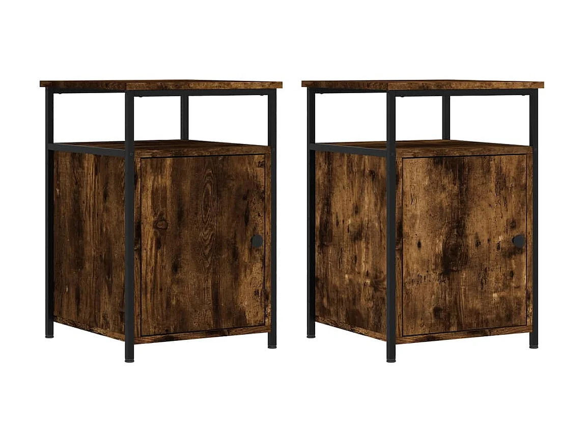 2er-Set Nachttische Nachtschrank Räuchereiche 40x42x60 cm Holzwerkstoff -RN89362