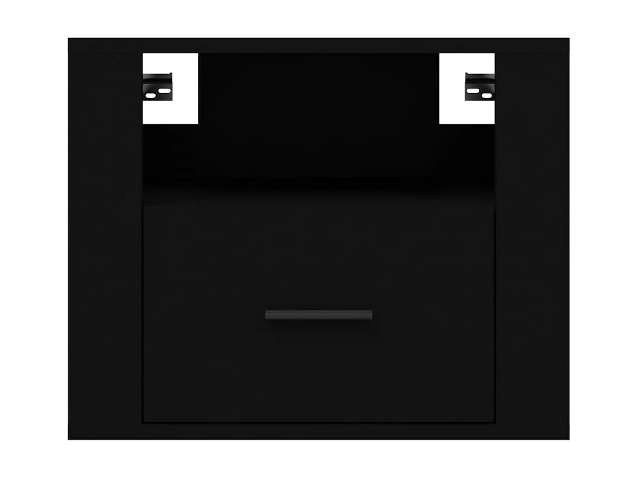 2er-Set Wand-Nachttische Nachtschrank Schwarz 50x36x40 cm -RN21707