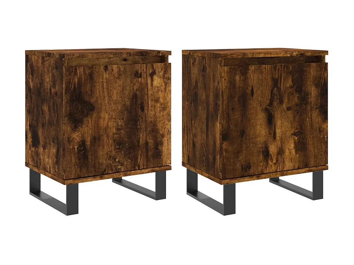 2er-Set Nachttische Nachtschrank Räuchereiche 40x30x50 cm Holzwerkstoff -RN32947