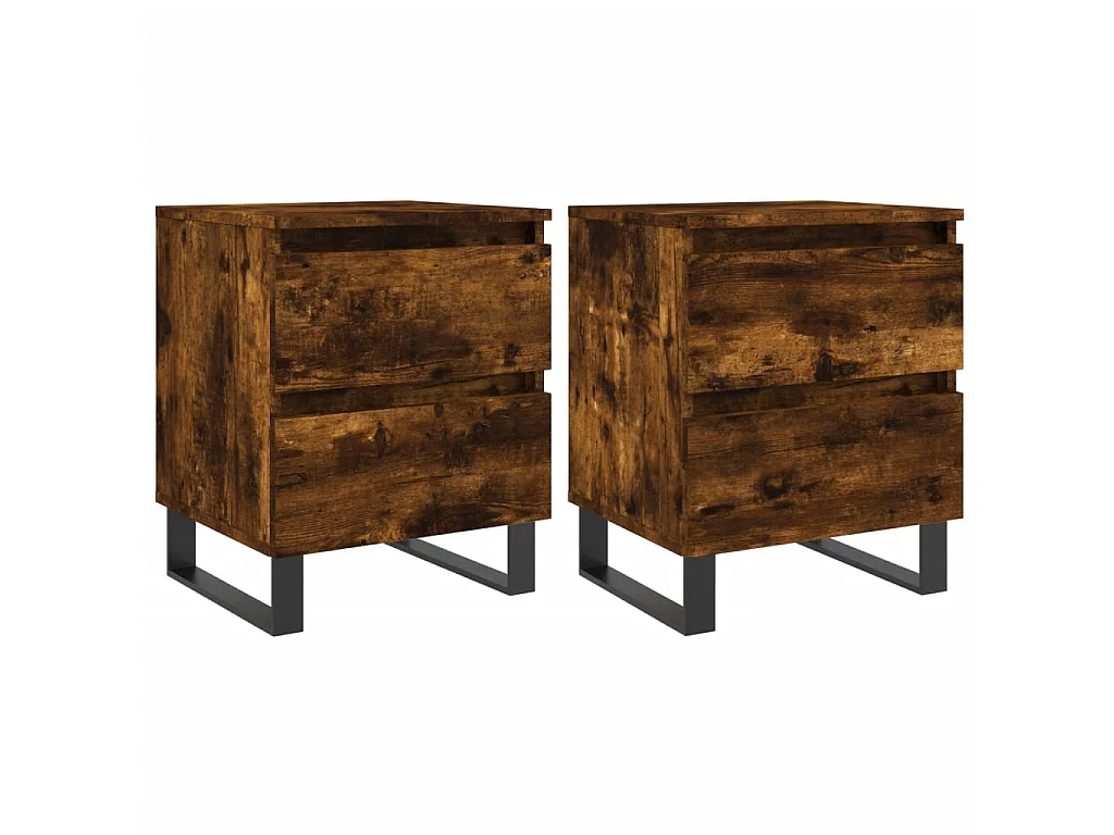 2er-Set Nachttische Nachtschrank Räuchereiche 40x35x50 cm Holzwerkstoff -RN46710