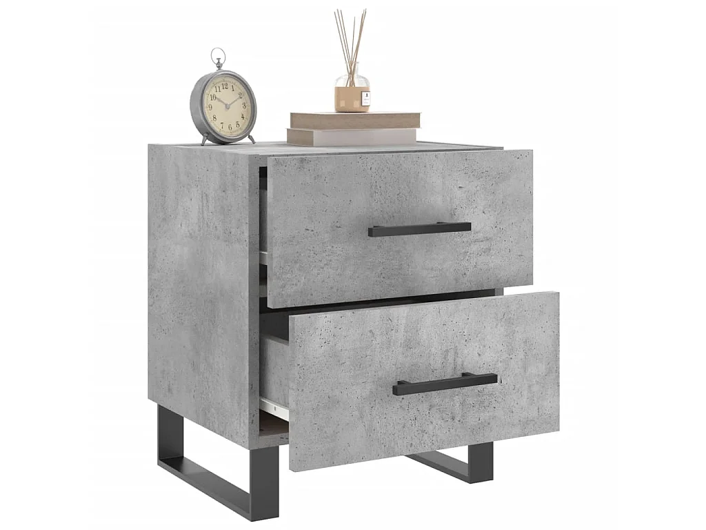 2er-Set Nachttische Nachtschrank Betongrau 40x35x47,5 cm Holzwerkstoff -RN11802