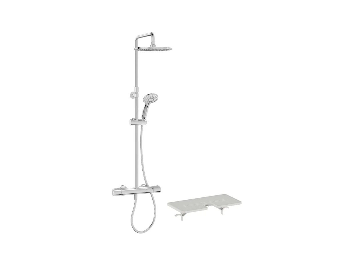 Colonne de douche thermostatique JACOB DELAFON Juliette chromé + tablette de douche