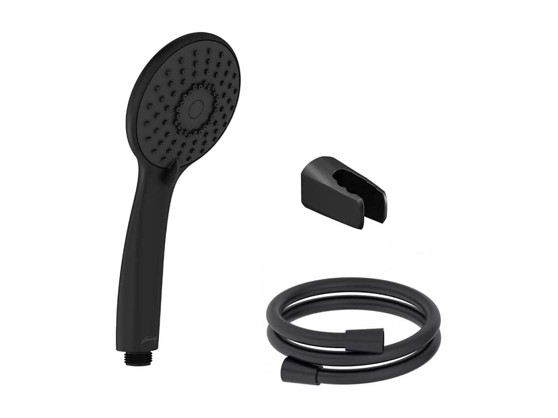Pommeau de douche JACOB DELAFON Juliette noir mat + flexible et support de douche noir mat
