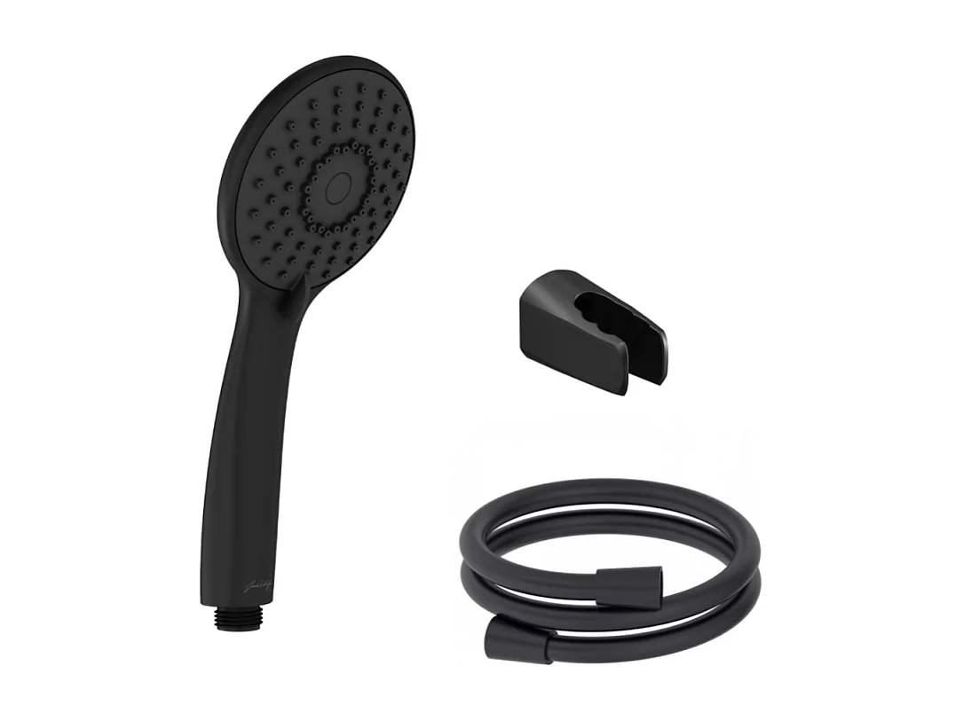 Pommeau de douche JACOB DELAFON Juliette noir mat + flexible et support de douche noir mat