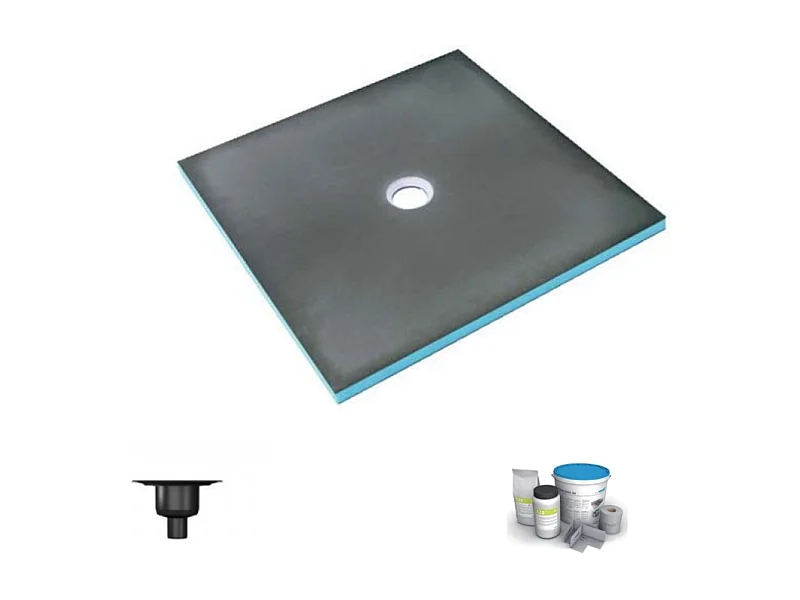 Receveur de douche à carreler 150 x 150 WEDI Fundo Primo carré écoulement centrée + bonde verticale + kit d'étanchéité