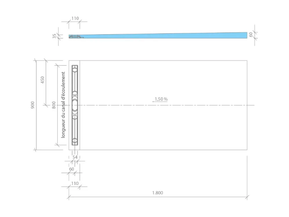 Receveur de douche à carreler 180 x 90 cm WEDI Fundo Riolito Neo + colle 320