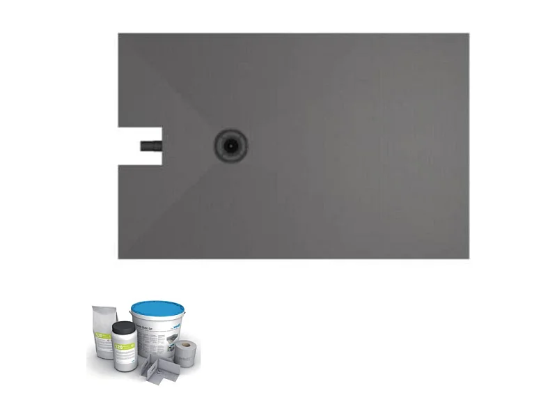 Receveur à carreler 160 x 100 cm WEDI Fundo Plano, bonde intégrée + kit d'étanchéité